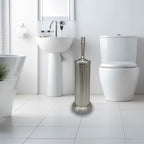 Brushed Nickel Toilet Bowl Brush with Holder, Durable Bathroom Cleaning Tool, Modern Design for Easy Toilet Maintenance, Bathroom Cleaner Brush for Efficient Cleaning and Hygiene