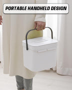 Kitchen Compost Bin - 1.8 Gallons Hanging Trash Can with Lid for Kitchen Cabinet Door, Under Sink, Wall Mounted Waste Bin for Bathroom, 7L(White)
