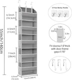 TAHAVICE 2 Pack Over The Door Storage Organizer with 5 Pockets 10 Mesh Side Pockets, 44 lbs Weight Capacity Door Hanging Organizers and Storage for Bedroom,Bathroom,Nursery,Pantry,Dorm(Light Gray)
