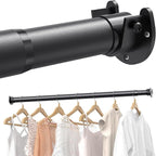 Supforce Closet Rods for Hanging Clothes, 17 to 129 Inches Stepless Adjustable Metal Closet Rod, 1.3 Inches Heavy Duty Clothes Hanging Rod for Closet Wardrobes Laundry RV, Black