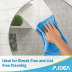 AIDEA Microfiber Glass Cleaning Cloths-8PK, Lint Free Streak Free Cleaning Towels, Quickly Clean Windows, Glass, Mirrors, Windshields, Stainless Steel, Lint-Free Window Cloth Blue-16”×14”