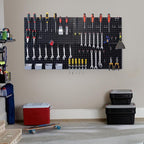48x24 inch Black Metal Pegboard Kit for Wall Organization with Hooks, Garage Storage Bins, and Utility Tool Board, Efficient Tool Organizer Peg Board