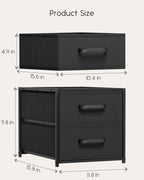 Homsorout Stackable Storage Drawers - 2 Tier Closet Drawers, Closet Organizer with Metal Handles, Night Stand with Collapsible Bins, Fabric Dresser for Bedroom, Dorm, Office, Black, 1 Pack