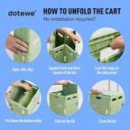 Folding Utility Cart Portable Rolling Crate Handcart Foldable Shopping Trolley Collapsible, with Lid, on Wheels, for Grocery, Garden, Office, Storage, Teacher, Tool (Green)