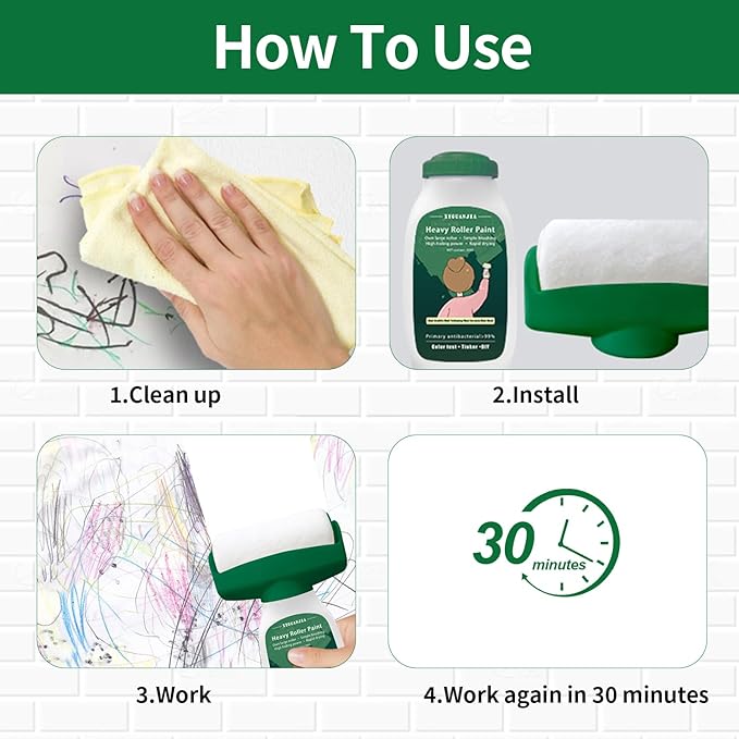 Large Roller Brush Wall Repair Tool,Wall Repair Kit,Wall Roller Paint BrushSuitable for Repairing The Wall with Latex Paint,Repair Graffiti, Stains, and Footprints on The Wall(1000g,White)