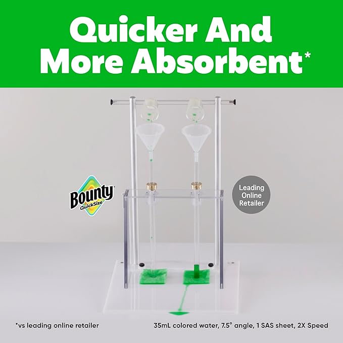 Bounty Quick Size Paper Towels, White, 8 Family Rolls = 20 Regular Rolls (Packaging May Vary)