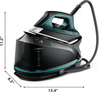 Rowenta Iron for Clothes, High Pressure Steamer Iron with Boiler System, 400 Steam Holes, Vertical Steaming, 37oz Tank, Stainless Steel Soleplate, Auto-Off 1800 watts, Black Green, DG7626