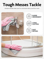 Fantasticlean Microfiber Cleaning Cloth Roll -60 Pack, Tear Away Microfiber Towels, 12" x 12", Reusable, Washable, Scratch Free, Ultra Absorbent Dishcloth for Car, Home Supplies (Pink & Grey)