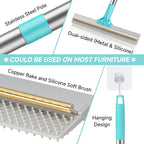 Carpet Rake for Pet Hair Removal Tool, Reusable Pet Hair Remover Broom, Dog&Cat Hair Remover Scraper Rake with 54” Adjustable Long Handle, 3 Pcs Carpet Brush Rake for Rugs, Mats, Couch, Furniture