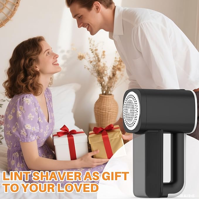 Rechargeable Fabric Shaver, Electric Lint Remover Sweater Shavers to Remove Pilling Fuzz & Pilling from Clothes Couch Furniture 3-Speed, 6-Leaf Blade, LED Display, USB Charging