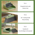 Broom and Dustpan Set, Broom with Dustpan Combo Set Hand Brooms for Home & Kitchen with Elongated Tooth Comb, Long Handle Upright Stand Up Outdoor Brooms, Household Cleaning Supplies Home Essentials