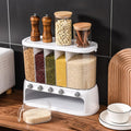Yuehuam Dry Food Dispenser,12L Wall mounted 5 Grid Grain Dispenser 25 pounds Cereal and Rice Storage Container with Measuring Cup