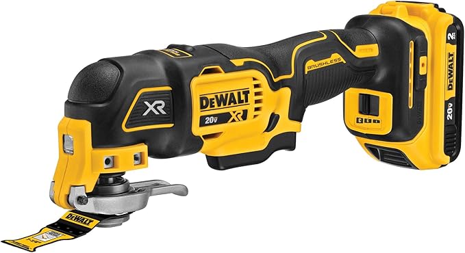 DEWALT 20V MAX XR Oscillating Multi-Tool Kit, Oscillating Tool Accessories, Cordless, 3-Speed, Quick Blade Change, Sand Paper, Blades, Battery and Charger Included (DCS356D1)