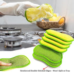 Dish Sponges Kitchen, 12 Pack Multi-Purpose Microfiber Scrub Sponge - Dual-Sided Heavy Duty Non-Scratch Scrubber, Reusable Cleaning Sponge for Dishes, Pots, Pans, Stovetop & Sink