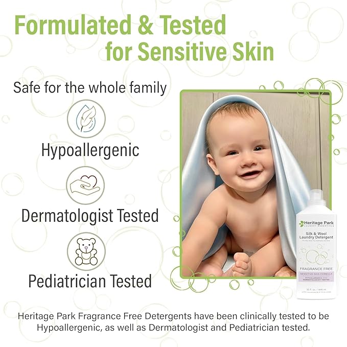 Heritage Park Silk & Wool All-Natural Lavender Mist Scent, pH-Neutral Laundry Detergent - Enzyme-Free, Concentrated Up to 128 loads (64 fl oz)