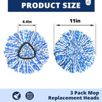 Mop Head Replacement, 3 Pack Spin Mop Refill Replace Head, Microfiber & Machine Washable
