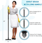 Grout Brush for Tile Floors, Grout Scrubber with Long Handle, 49'' Shower Grout Cleaning Tool