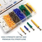 232Pcs Drywall Anchors and Screws Kit, Includes 116Pcs Plastic Wall Anchors Set, 116Pcs Wood Screw, Wall Anchors and Screws for Drywall