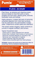 PUMIE Flexi Scour, 3-Pack 5.5 x 4 Flexible Scrubbing Screen for Household Cleaning, Flexible Scouring Pad Abrasive Grit Screen for Grills, Remove Stubborn Stain, Grime, Carbon, Rust, Scale -FLEX-12 C