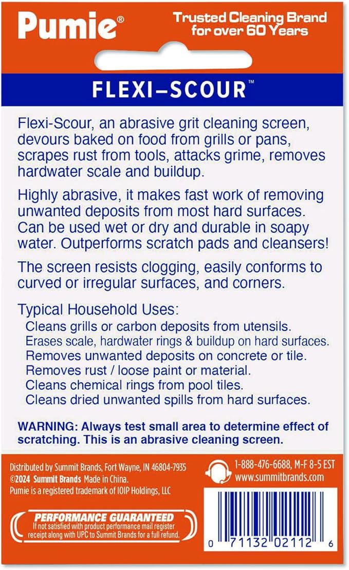 PUMIE Flexi-Scour Flexible Scrubbing Screen for Household Cleaning, 5.5" x 4", Abrasive Grit Cleaning Screen, Clean Grills, Remove Carbon, Rust and Scale, Pack of 24