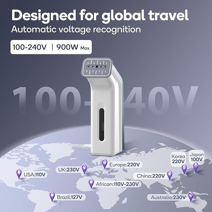 Travel Steamer for Clothes,100V-240V for Globle Traveling,Book-size Integrated design,Steamer ＆ Iron 2 In 1 for Clothes Portable mini, Clothes Steamer handheld for Home,Office(Panda color)