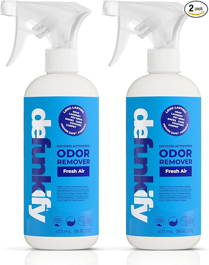 Odor Remover Spray, 32oz. Clean, Crisp 'Fresh Air' Essential Oil Shoe Deodorizer, Odor Eliminator for Strong Odors on Activewear. ProvenSafe™ Fabric Freshener Spray, Deodorizer for Sensitive Gear