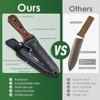 Hori Hori Garden Knife, Garden Tools with Sheath for Weeding, Planting, Digging, 7" Stainless Steel Blade with Cutting Edge, Full-Tang Walnut Wood Handle with Hanging Hole