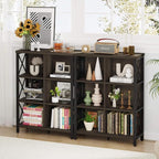 FATORRI 6 Cube Storage Organizer Shelf, Rustic Wood and Metal Cubby Bookcase, Industrial 4 Tier Cube Bookshelf (Walnut Brown)