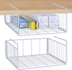 SUFAUY Under Shelf Basket Storage, 2-Pack Under Cabinet Hanging Wire Organizer for Pantry Kitchen, White