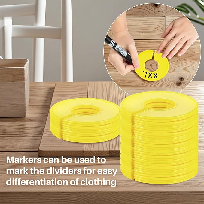 Sukh Baby Closet Dividers 30pcs - Plastic Clothes Organizer Shelf Tags Labels for Clothing Rack Wardrobe Store Warehouse Nursery Must Haves Boutique Supplies Sturdy Durable Flexible No Burrs (Yellow)