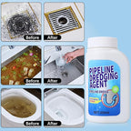 Pipeline Dredging Agent, Kitchen Unblocker, Drain Clog Remover Agent, Powerful Pipe Dredging Agent, Powerful Sink and Drain Cleaner Powder for Kitchen Toilet Quick Cleaning (350ML)