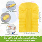 Zubebe 12 Pcs Duster Refill Reusable Fleece Duster Refills Feather Flat Dusters Multi Surface Washable Cleaning Pads Tools for Home, Blinds, Car, Pet, Furniture, Fans (Yellow)