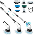 Elebe Electric Spin Scrubber - 7 Replaceable Brush Heads, Electric Cleaning Brush 2 Speeds, Adjustable & Detachable Long Handle, Bathroom Cleaner Brush Electric 300/450 RPM