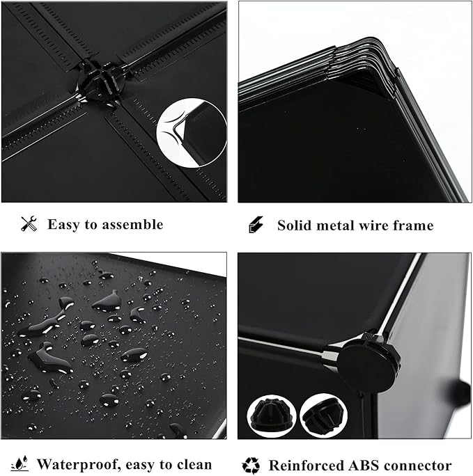 AWTATOS Cube Storage Organizer Closet Storage Shelves DIY Stackable Plastic Storage 12 Cube Bookshelf, Ideal Storage Organizer for Closet, Home, Bedroom, Black