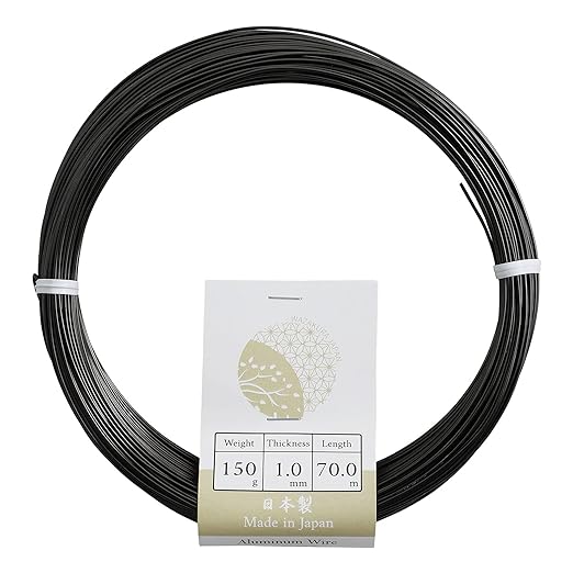 Wazakura 150 gr Black Anodized Aluminum Bonsai Training Wire Made in Japan (1 mm, Black)