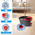 Easywring 1-Tank System,Mop Replacement Heads for O-Ceda Mop Replace Head, Spin Mop Heads Replacements, Microfiber Spin Mop Refills, Easy Cleaning Mop Head Replacement (Blue and White 3pcs)
