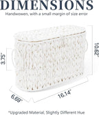 Coeusy Toilet Paper Basket,Wicker Toilet Paper Storage with Lid,Decorative Boho Wicker Basket for Bathroom,Free Standing-Cream White
