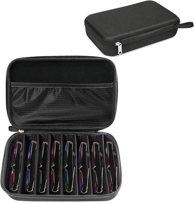 Bukere Travel Sunglasses Organizer Case Adjustable Slot For Multiple Eyeglasses Hard-shell Portable Storage Box for Men Women