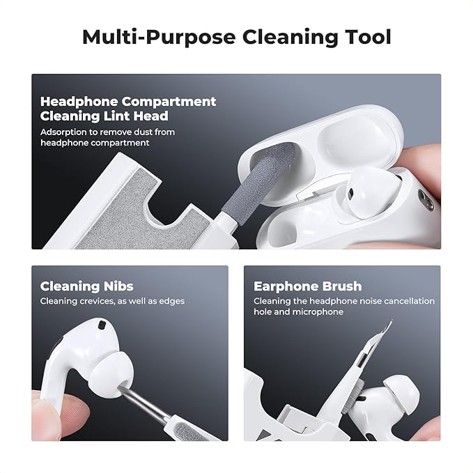 K&F CONCEPT 8-in-1 Electronic Cleaning Kit Keyboard Laptop Cleaner, Multifunctional Cleaning Tool for iPhone AirPo MacBook iPad iwatch,Camera PC Monitor Earbud Tablet,with 5ml Cleaners