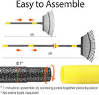 Rake for Leaves, 25 Tines 18" Wide Large Leaf Rake Heavy Duty for Lawns 5ft, Adjustable Lawn Yard Adult Kids Metal Garden Rake for Chicken Coop, Shrub, Pine Needle, Camping