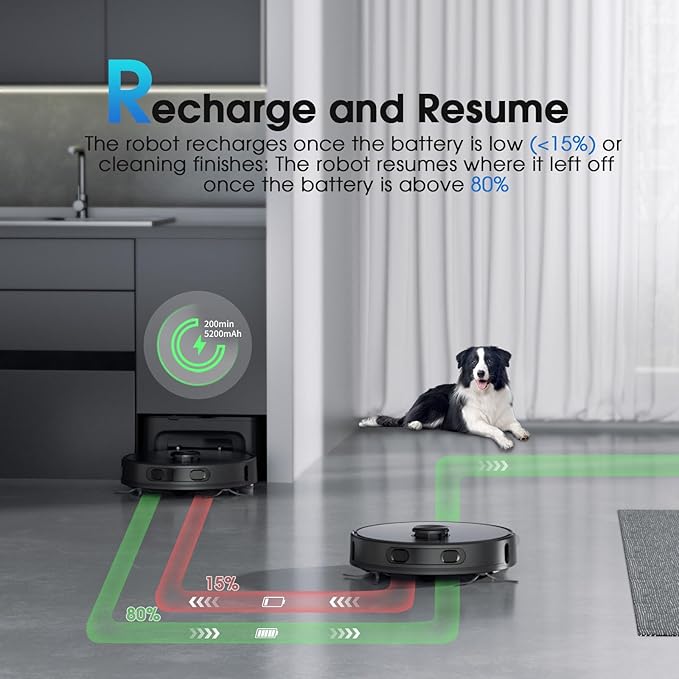 Robot Vacuum and Mop, 3-in-1 Robotic Vacuum Cleaner with 70-Day Self-Emptying Base, 360° LiDAR Navigation, Smart Mapping & Auto-Return, 6000Pa Strong Suction for Pet Hair, Carpets & Hard Floors