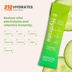 310 Nutrition Sugar Free Electrolytes Powder - Instant Hydration Packets for Daily Fluid Balance - Caffeine-Free Rehydration Drink Mix w/ Vitamins, Low Calorie & Keto Friendly - Cucumber 30 Singles