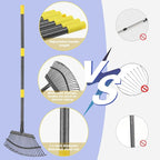 HOSKO 79 Inch Leaf Rake, 25 Tines Garden Rakes with Adjustable Sectional Handle for Quick Clean Up of Lawns, Garden, Farm, Pasture, Yard and Chicken Coop