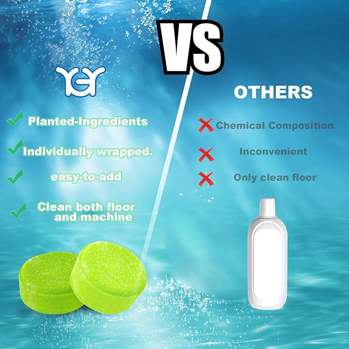 YGY Floor Cleaning Tablets, Compatiable with Tineco iFLOOR, Floor One S3/S5/S6/S7 Wet Dry Vacuum Mop—Deep Clean & Deodorize—Clean Machine,Individually Wrapped, Lemongrass Scent-36 Pack