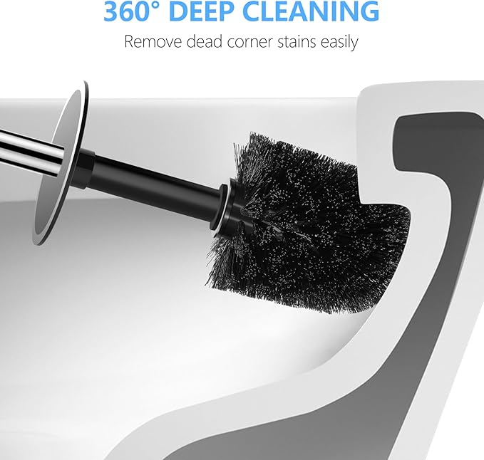 SetSail Toilet Brush, Compact Size Toilet Bowl Brush and Holder Toilet Brushes for Bathroom with Stainless Steel Handle Toilet Cleaner Brush with Durable Scrubbing Bristles, 3 Packs