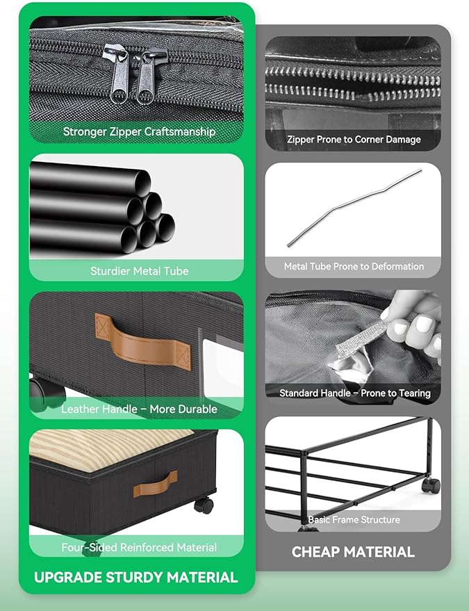 2Pack Under Bed Storage with Wheels+1Pack Underwear Storage, Scalable Under Bed Shoe Storage Containers, Clothes Organizer & Bedroom Furniture Organizers (Underwear Storage Style)