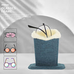 SEWACC Linen Fabric Glasses Holder Stand 2pcs, Plush-Lined Eyewear Organizer Base for Sunglasses and Reading Glasses, Convenient Desktop Storage for Nightstand and Office Use