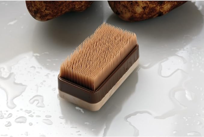 HIC Kitchen Potato Brush and Vegetable Scrubber, Dual-Textured Bristles
