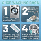 XXL Shoe Washing Machine Bag, Laundry Shoe Bag for Washer and Dryer, Laundry Shoe Bag Protect Sneaker, Running Shoes, Bras, Delicates and Toys, Includes 2 Shoes (White 2 Pack)