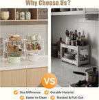 Clear Cabinet Organizer: Acrylic Shelf Riser Set of 4 for Kitchen Pantry Organizers and Storage - Countertop Spice Rack for Cabinet - Stackable Display Shelf Decor for Gift